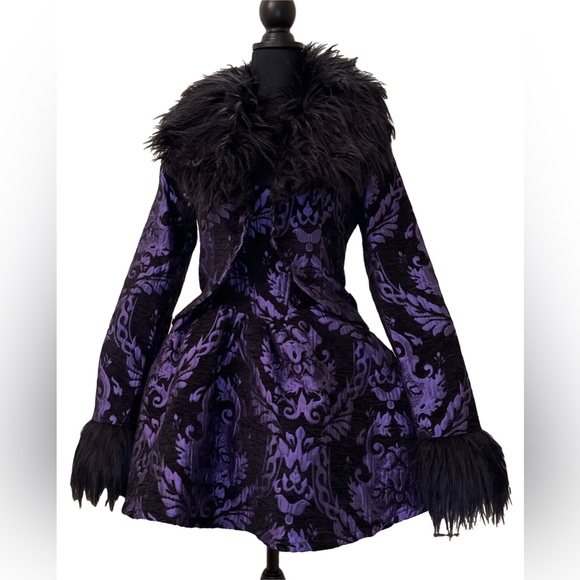 Dolls Kill / Widow Purple Brocade Sultry Sins Matching Dress Set - Picture 4 of 14